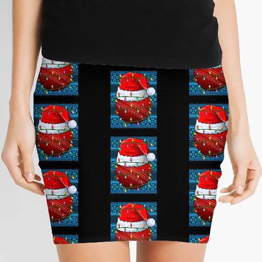 Cricket Ball Christmas Lights Women's Mini Skirts