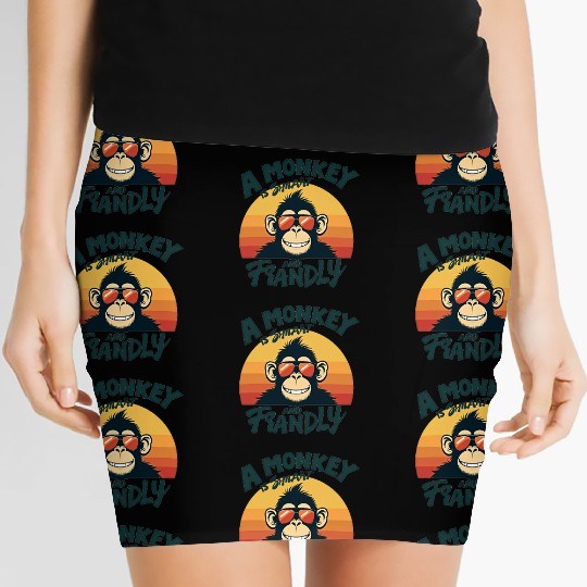 A Monkey Is smart and frandly Women's Mini Skirts
