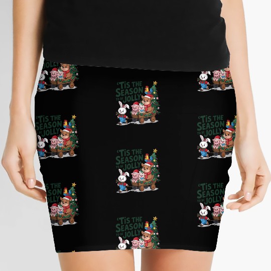 Merry Christmas, Christmas tree retro Women's Mini Skirts