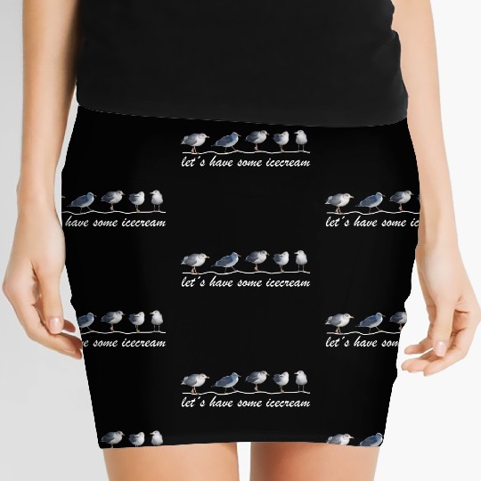 seagull icecream sea beach Women's Mini Skirts