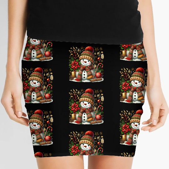 Snowman Christmas, Merry Christmas Women's Mini Skirts