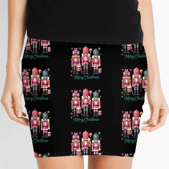 Glitter Nutcracker Friends, Merry Christmas Women's Mini Skirts