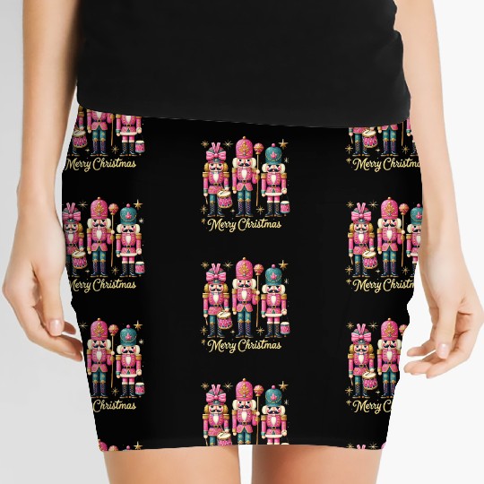 Glitter Nutcracker Friends, Merry Christmas Women's Mini Skirts