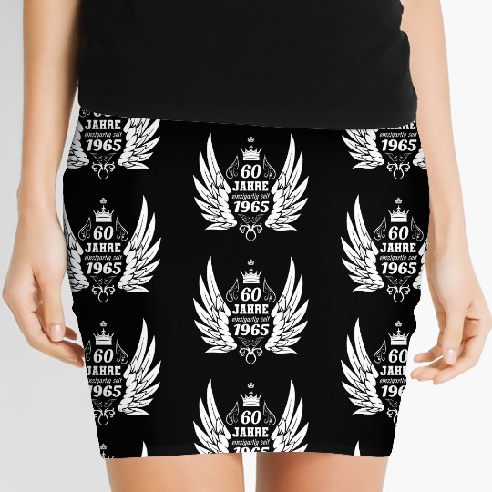 60 years unique since 1965 angel wings Women's Mini Skirts