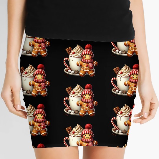 Gingerbread Christmas, Merry Christmas Women's Mini Skirts