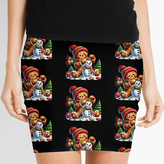 Gingerbread Christmas, Merry Christmas Women's Mini Skirts