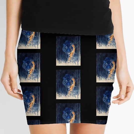 Majestic Tiger in the Bamboo Forest Women's Mini Skirts