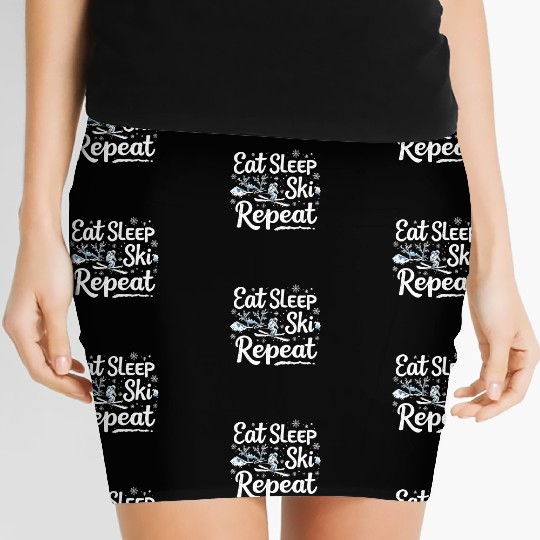 Eat Sleep Ski Repeat Ski Winter Sports Skiers Women's Mini Skirts