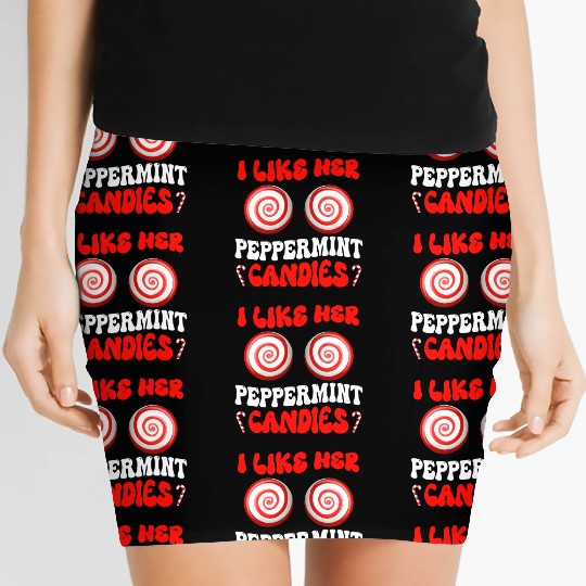 I Like Her Peppermint Candies Couples Christmas Women's Mini Skirts