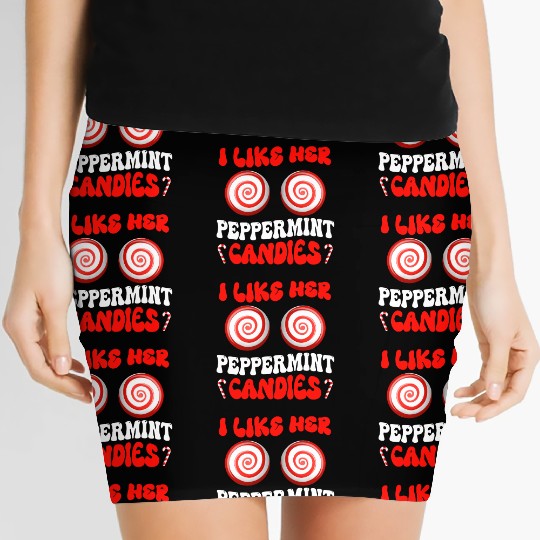 I Like Her Peppermint Candies Couples Christmas Women's Mini Skirts