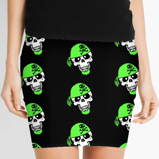 Pirate Hat Skull Skeleton Halloween Head Scarf Fun Women's Mini Skirts