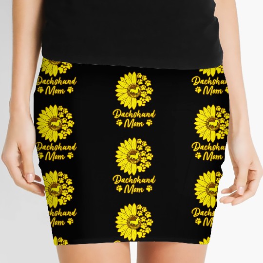Dachshund Mom Dog Mom Dog Lover Sunflower Women's Mini Skirts