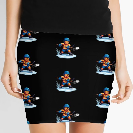 gingerbread hockey player christmas fun Women's Mini Skirts