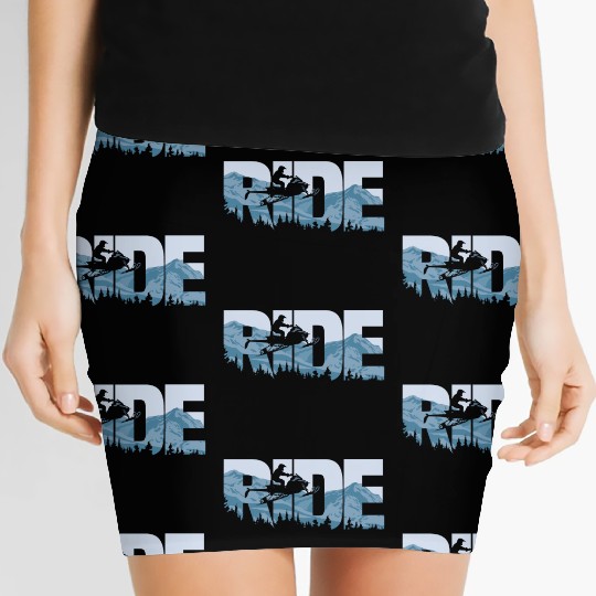 Snowmobile Ride Snow Mountain Snowmobiling Winter Women's Mini Skirts