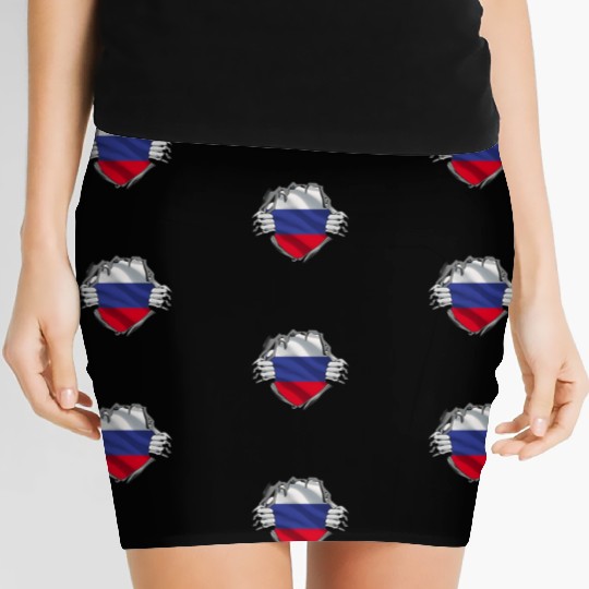 Russian Flag Breaking Through Design Women's Mini Skirts