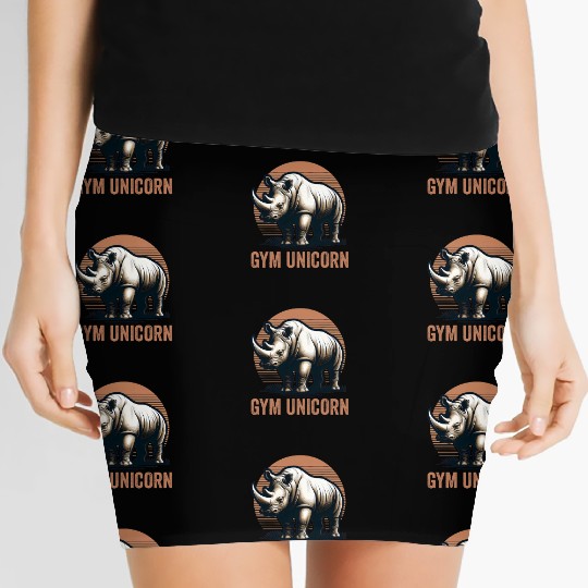 Gym Unicorn Rhino Rhinoceros Safari Vintage Women's Mini Skirts