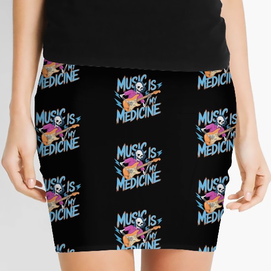 Skeleton Guitar Player Bones Guitarist Musician Women's Mini Skirts