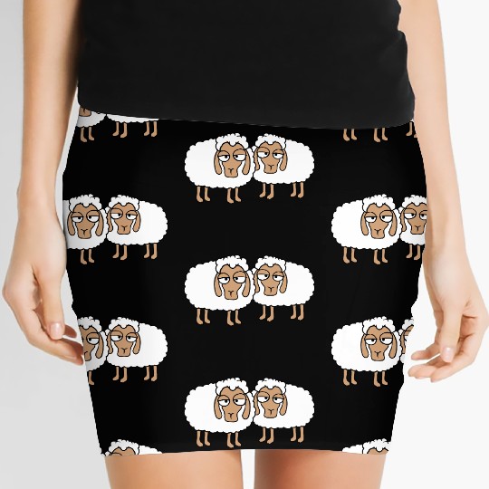 2 Sheep Tired Bored Look Team Sweet Crew Friends Women's Mini Skirts