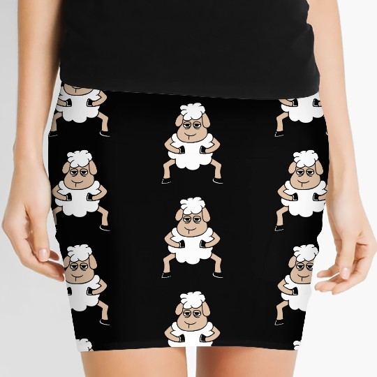 Sheep Tired Bored Look Standing Cute Cool Cartoon Women's Mini Skirts