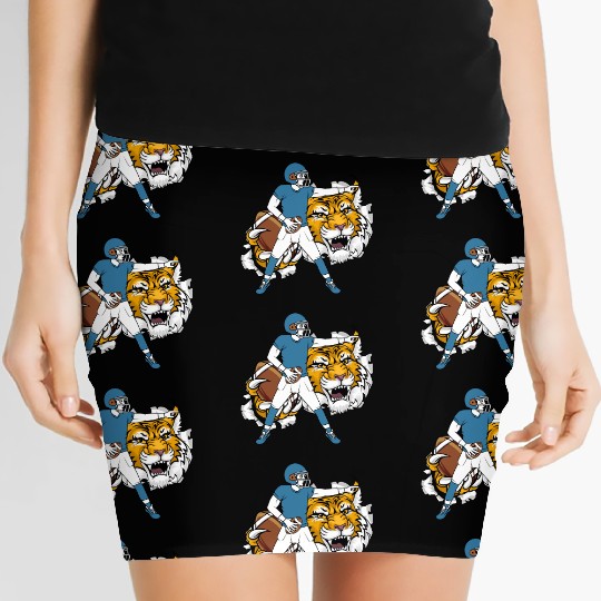 Dynamic Football Player and Tiger Illustration Women's Mini Skirts