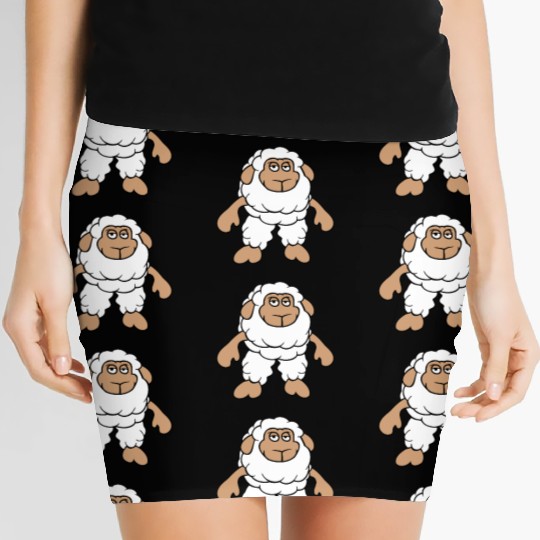 Sheep Standing Cool Bored Tired Cartoon Comic Cute Women's Mini Skirts