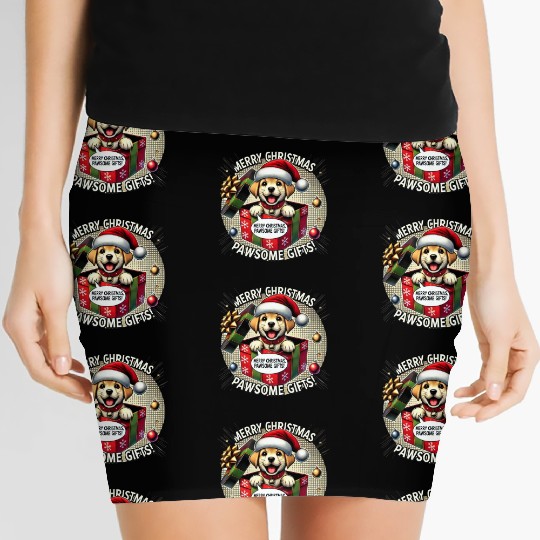 Puppy Christmas Surprise Women's Mini Skirts