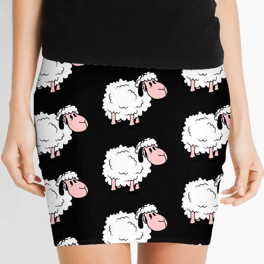 Sheep Baby Standing Cute Lamb Child Cool Comic Women's Mini Skirts