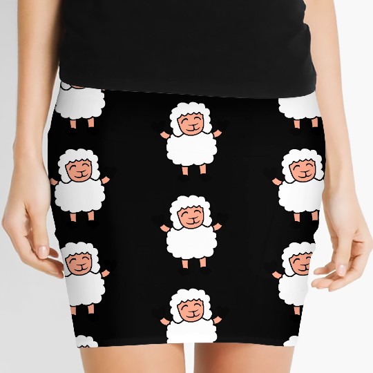 Sheep Baby Standing Cute Cute Lamb Child Happy Fun Women's Mini Skirts