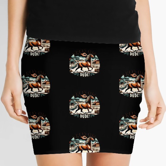 Trot On Dude Funny Equestrian Humor for Horse Women's Mini Skirts