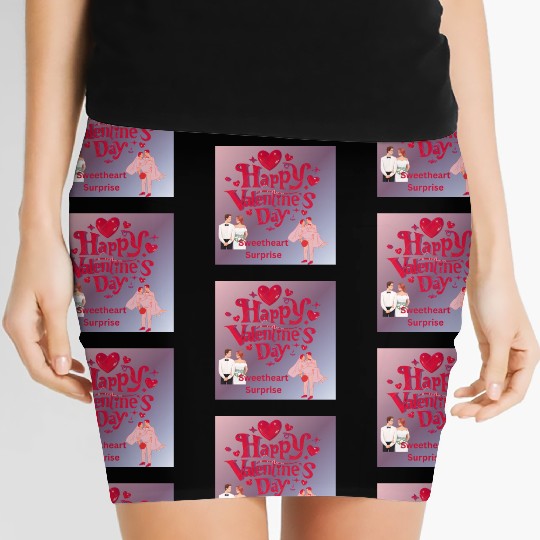 Happy valentine day sweetheart surprise Women's Mini Skirts