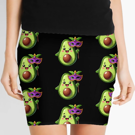 Mardi Gras Avocado Vegan Veggie Cartoon Women's Mini Skirts
