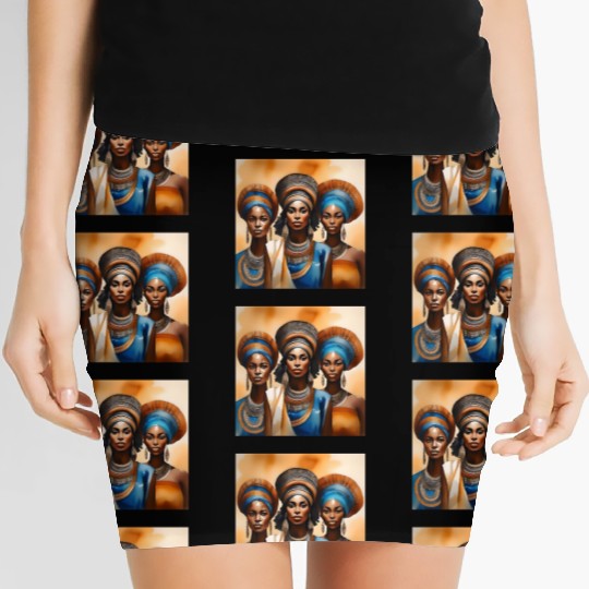 African Woman Portrait C Women's Mini Skirts