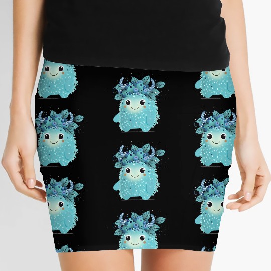 Cute Blueberry Monster - Fruity and Playful Women's Mini Skirts