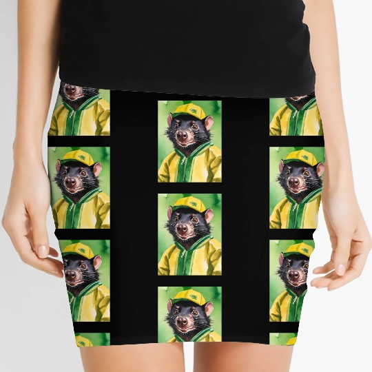 Green and Gold Tassie Devil Women's Mini Skirts