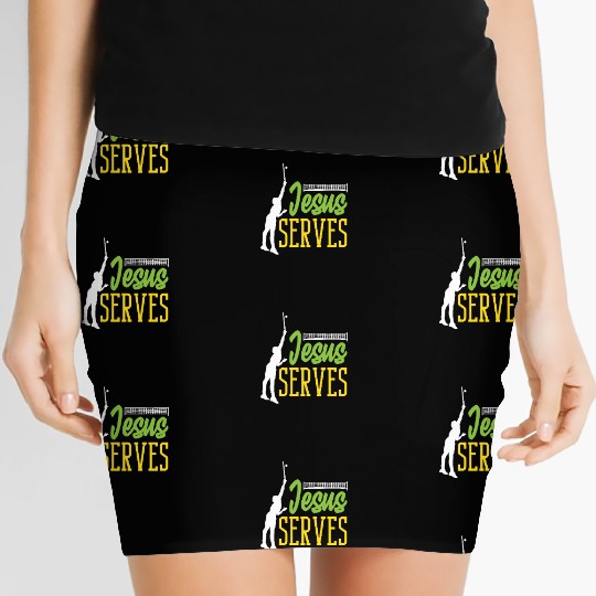 Tennis Jesus Serves Inspirational Design Women's Mini Skirts