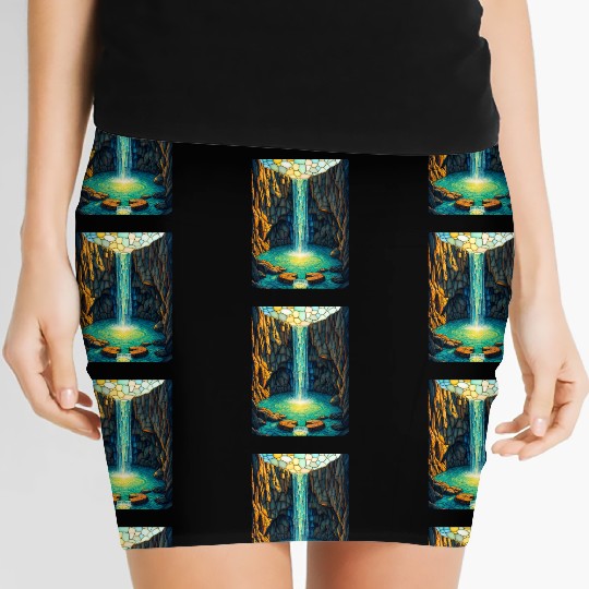 Celestial Waterfall Sanctuary Women's Mini Skirts