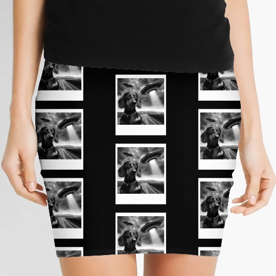 Dachshund Dog Mom Dad Funny Graphic Selfie UFOs We Women's Mini Skirts