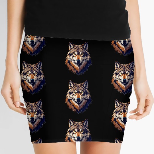 Wolf head 7 Women's Mini Skirts