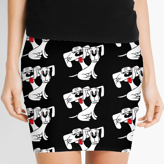 2 Dogs Looking Funny Silly Sitting Cool Team Crew Women's Mini Skirts