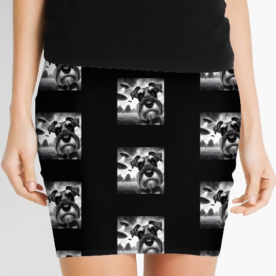 Miniature 2 Schnauzer Funny Graphic Selfie UFOs We Women's Mini Skirts