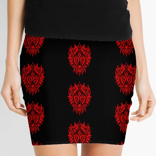 Tribal Red Wolf Spirit Women's Mini Skirts