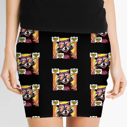 A Psychedelic Trash Advocate Raccoon Women's Mini Skirts