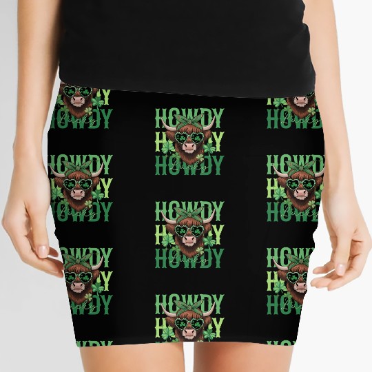 Howdy Howdy Lucky Highland Cow St Patricks Day Women's Mini Skirts