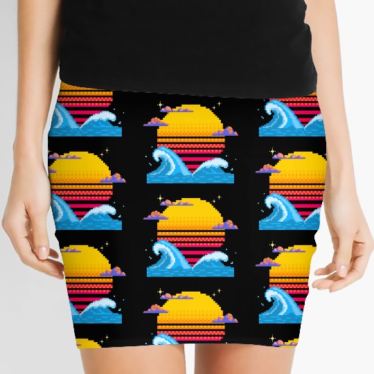 Pixel Sunset Horizon Women's Mini Skirts