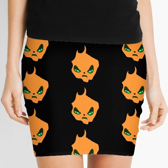 Fiery Angry Demon Face Illustration Women's Mini Skirts