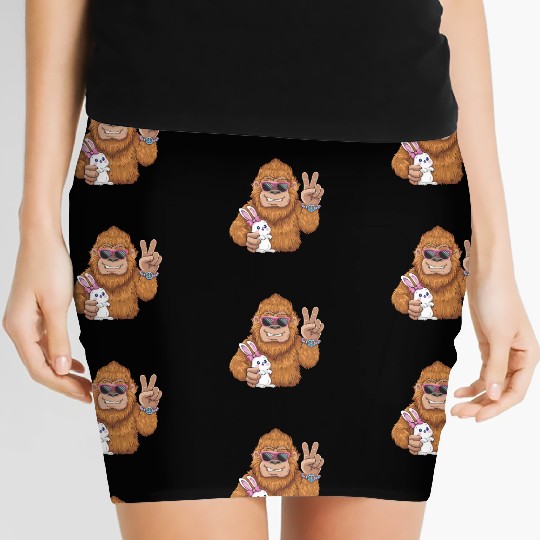 Bigfoot And Bunny Happy Easter Funny Women's Mini Skirts