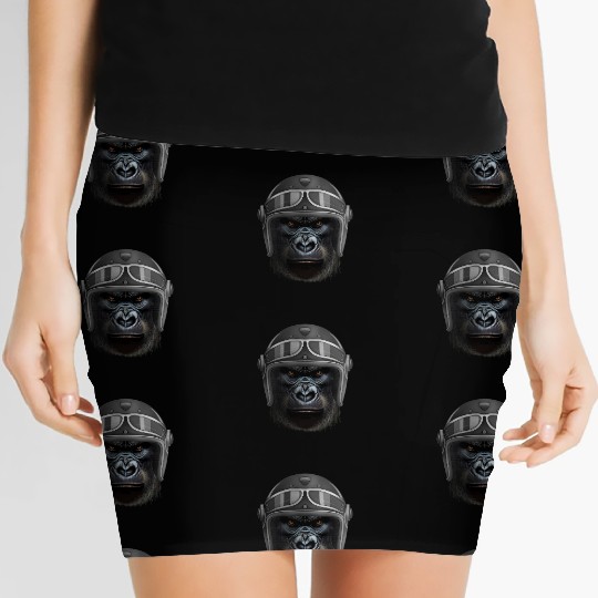Biker Gorilla Motorcycle Silver Back Monkey Women's Mini Skirts