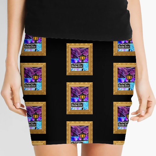 Purple Framed Bourbon Street Lamp Post Women's Mini Skirts