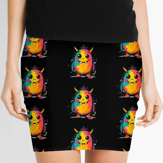 Colorful Monster Art - Cute & Playful Character Women's Mini Skirts