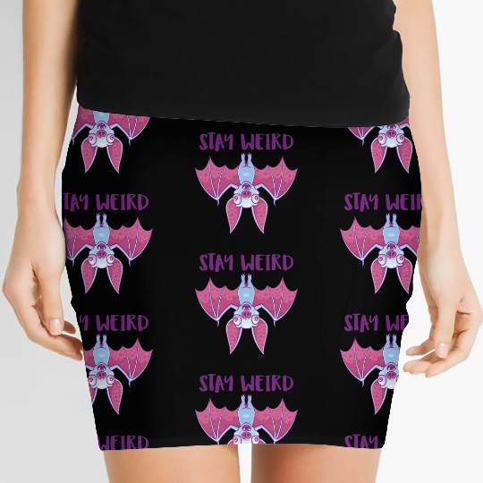 Stay Weird Quirky Albino Vampire Bat Cartoon Women's Mini Skirts